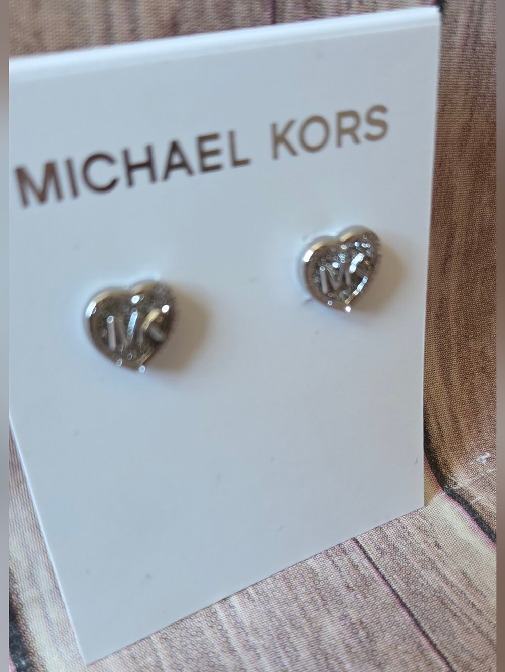 Michael Kors Heart Logo Stud Earrings NWT